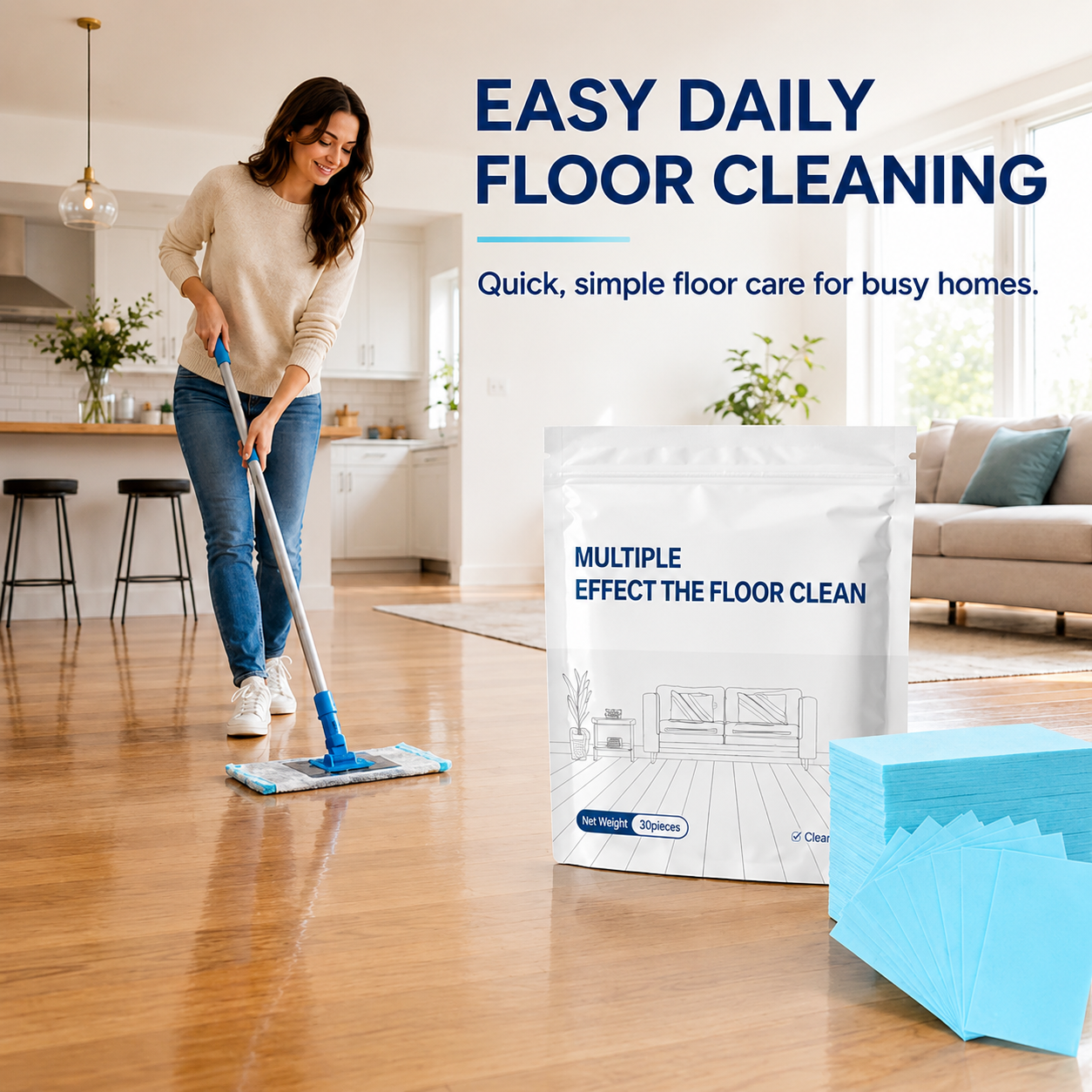 No more backbreaking mopping! Dissolve dirt, limescale with one sheet